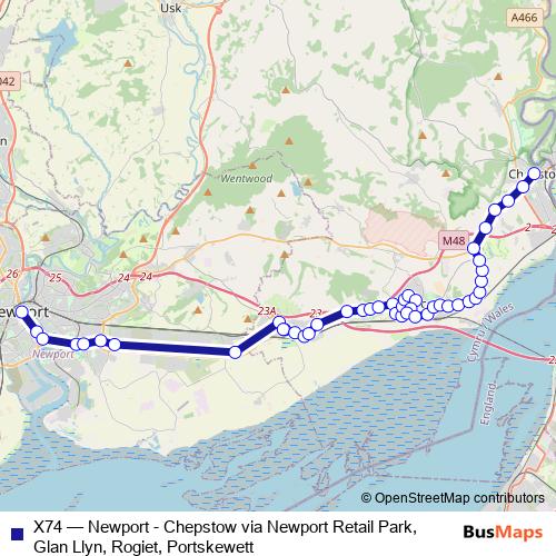 X74 bus Line Map