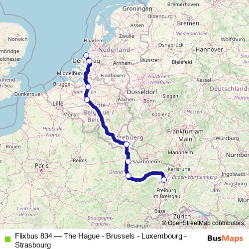 Flixbus 834 bus Line Map