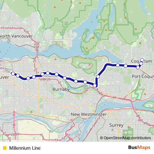 Millennium Line metro Line Map