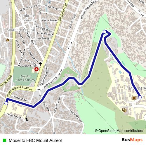 Model to FBC Mount Aureol bus Line Map
