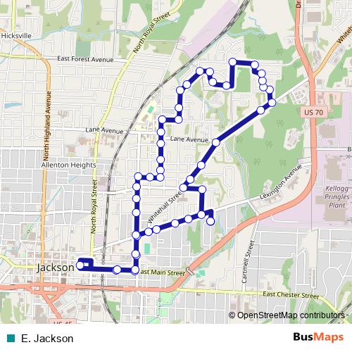 E. Jackson bus Line Map