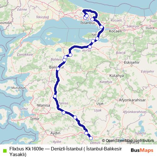 Flixbus Kk1609e bus Line Map