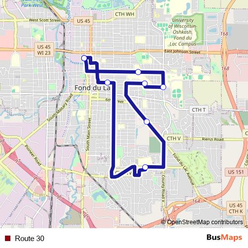 Route 30 bus Line Map