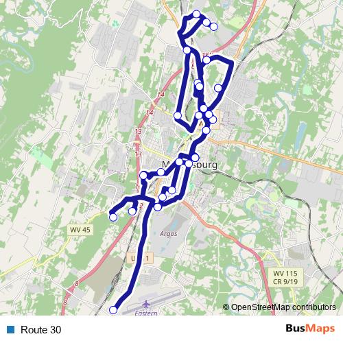 Route 30 bus Line Map