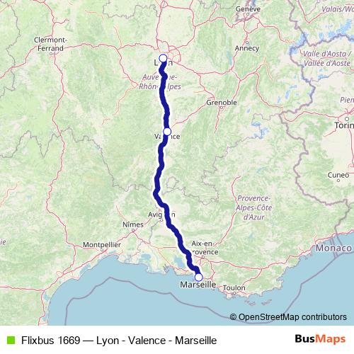 Flixbus 1669 bus Line Map