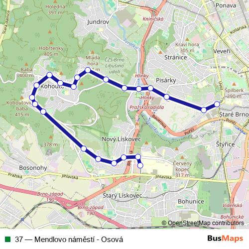 37 trolleybus Line Map