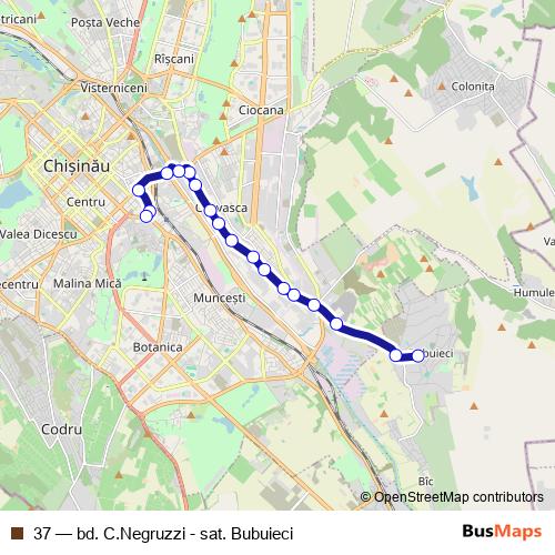 37 trolleybus Line Map