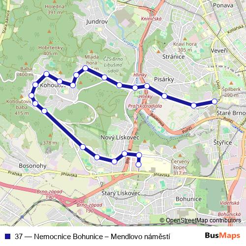 37 trolleybus Line Map