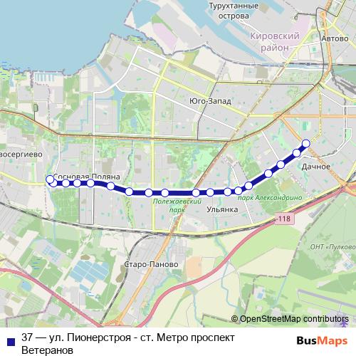 37 trolleybus Line Map