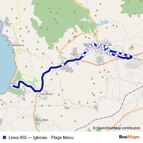 Linea 855 bus Line Map