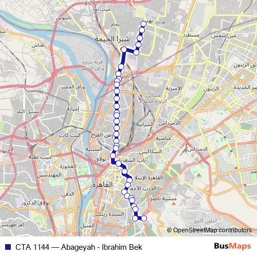 CTA 1144 bus Line Map