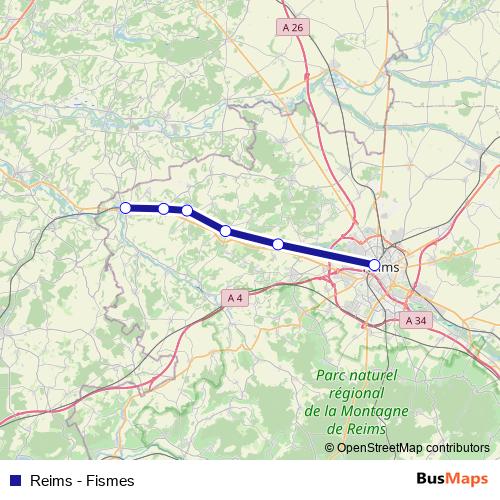 Reims - Fismes bus Line Map