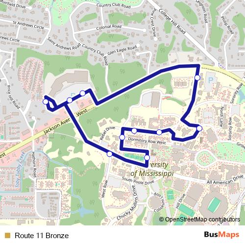 Route 11 Bronze bus Line Map