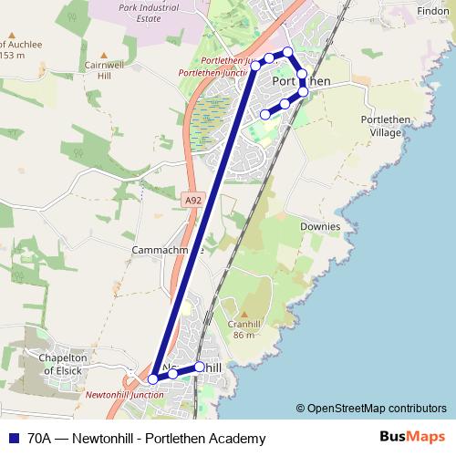 70A bus Line Map