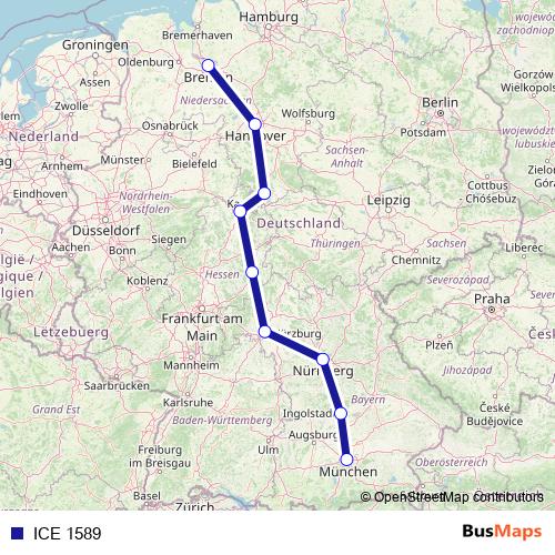 ICE 1589 rail Line Map