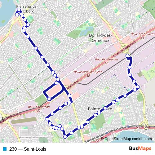 230 bus Line Map