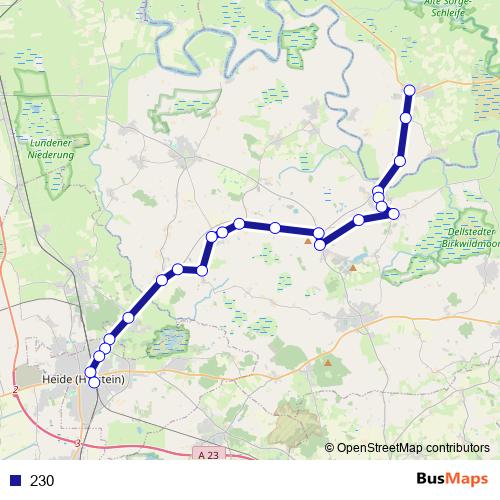 230 bus Line Map