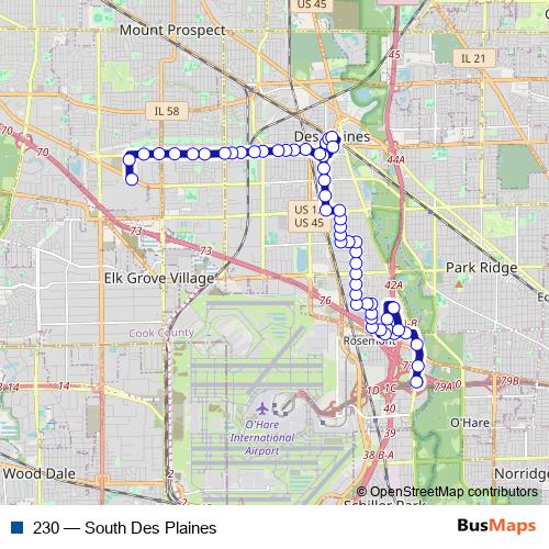 230 bus Line Map
