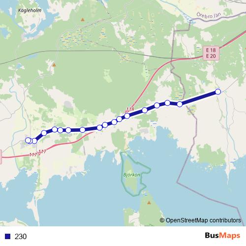 230 bus Line Map