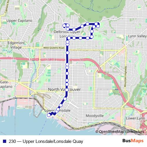 230 bus Line Map