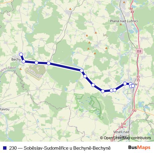 230 bus Line Map