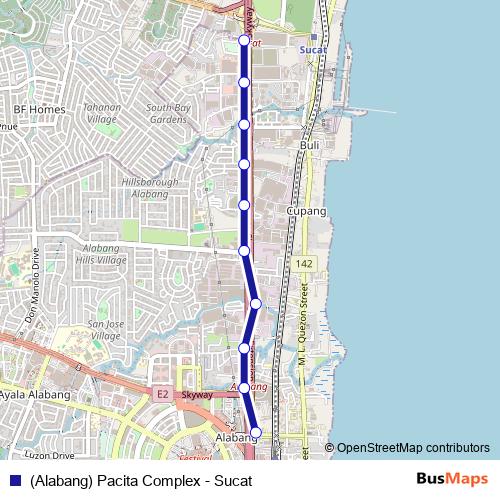 (Alabang) Pacita Complex - Sucat bus Line Map