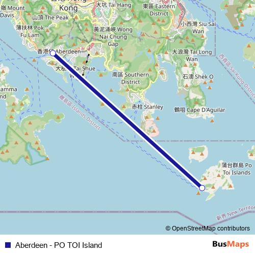 Aberdeen - PO TOI Island ferry Line Map