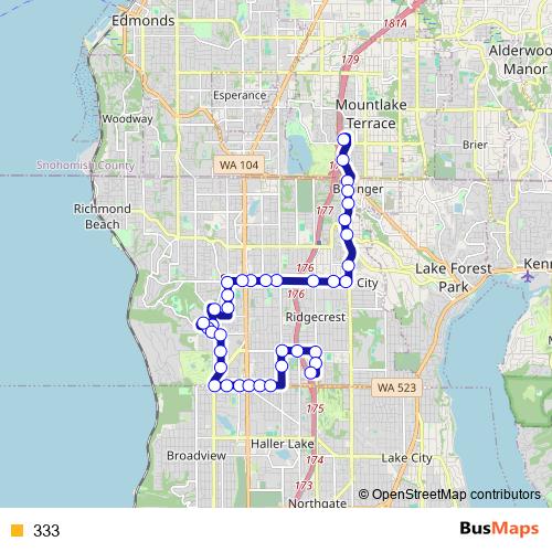 333 bus Line Map