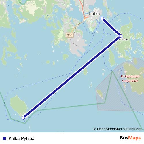 Kotka-Pyhtää ferry Line Map