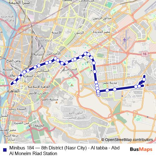 Minibus 184 bus Line Map