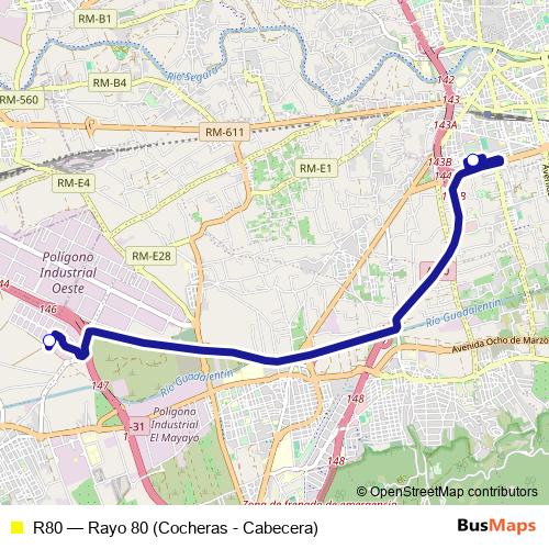 R80 bus Line Map