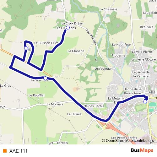 XAE 111 bus Line Map