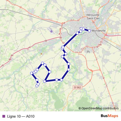 Ligne 10 bus Line Map