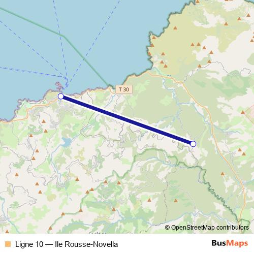 Ligne 10 bus Line Map