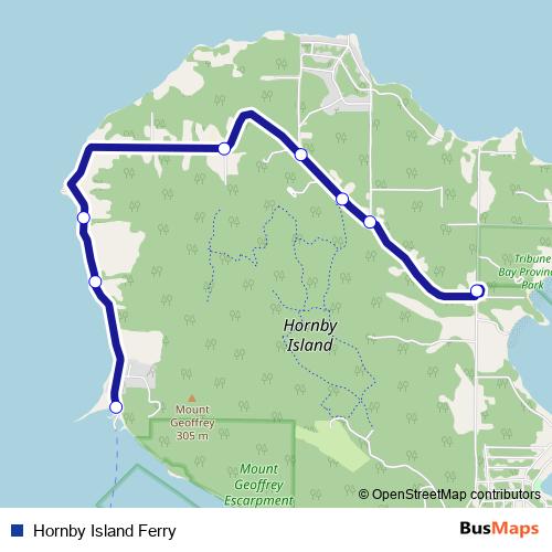 Hornby Island Ferry bus Line Map