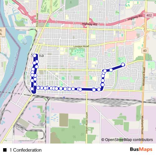 1 Confederation bus Line Map