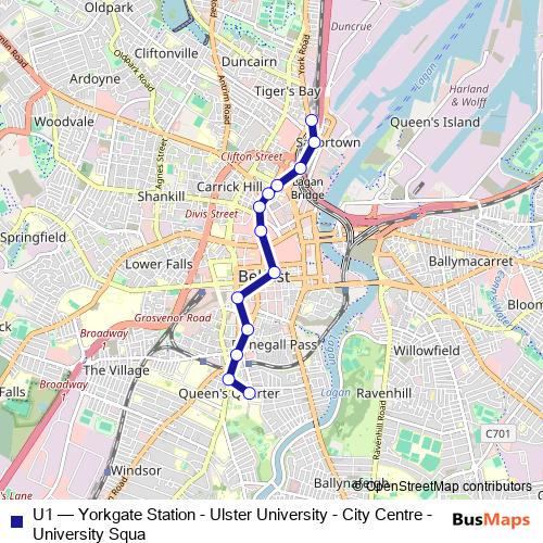 U1 bus Line Map