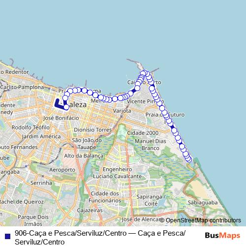 906-Caça e Pesca/Serviluz/Centro bus Line Map