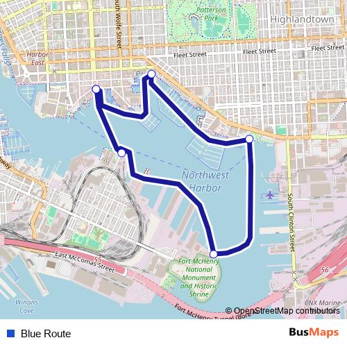Blue Route ferry Line Map