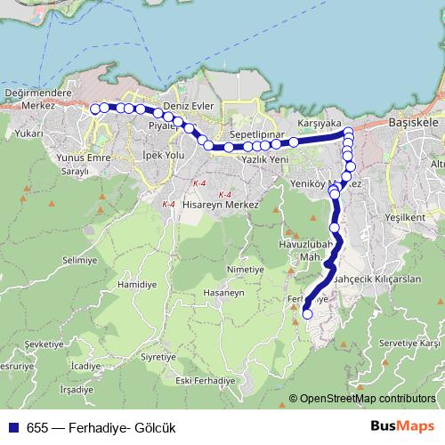 655 bus Line Map