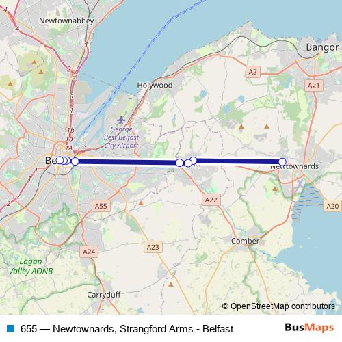 655 bus Line Map