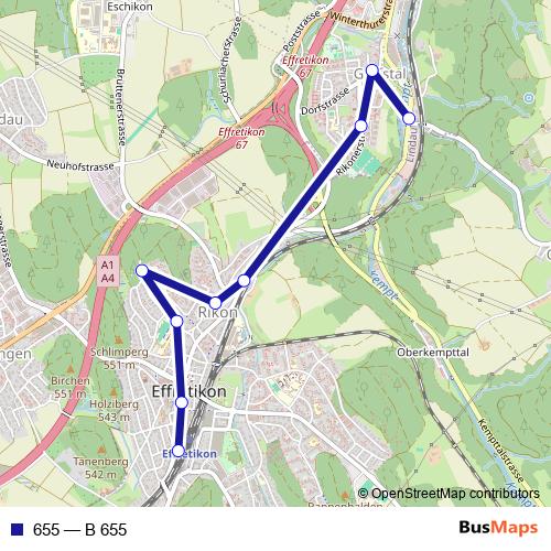 655 bus Line Map