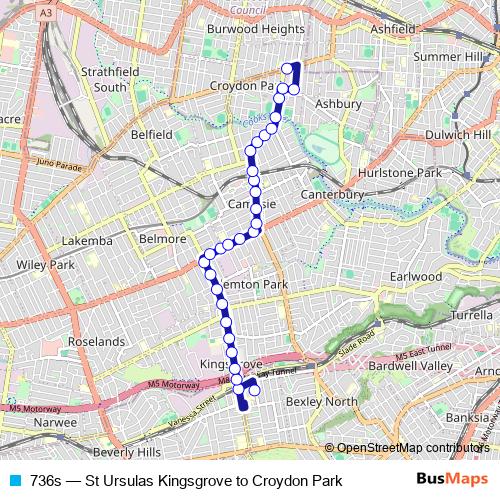 736s bus Line Map