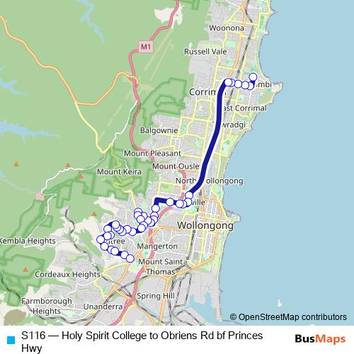 S116 bus Line Map