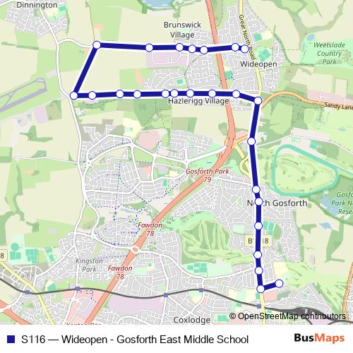 S116 bus Line Map