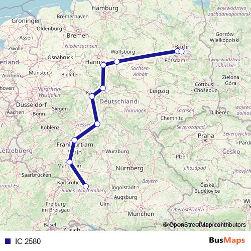 IC 2580 rail Line Map