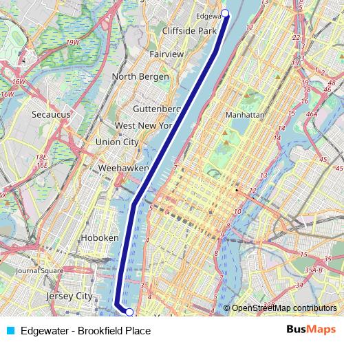 Edgewater - Brookfield Place bus Line Map