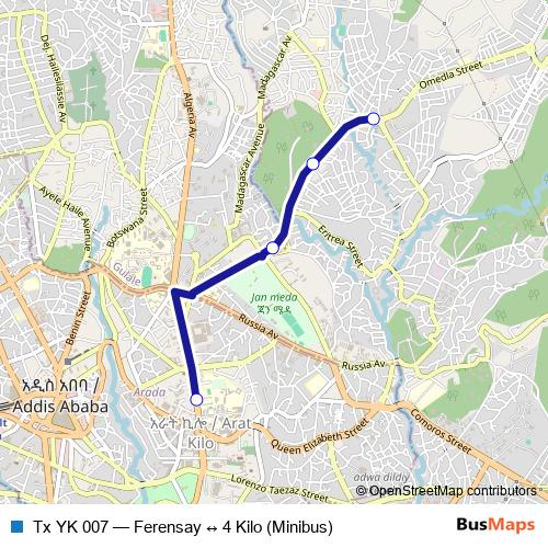 Tx YK 007 bus Line Map