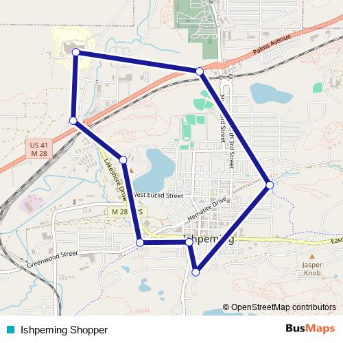 Ishpeming Shopper bus Line Map