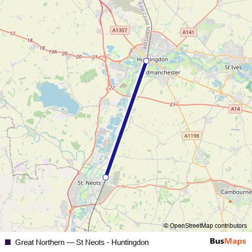 Great Northern bus Line Map